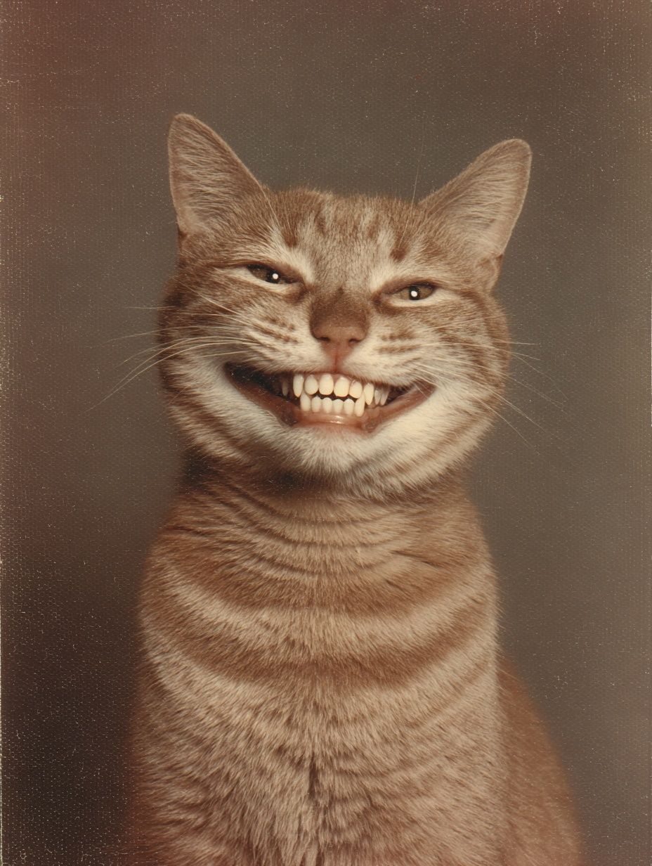 Grinning Tabby Cat Vintage Print. poster — vintage art