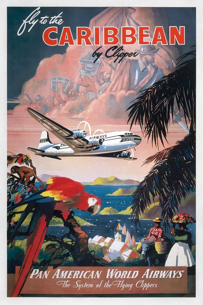 Fly Caribbean Clipper. Pan American. poster detail
