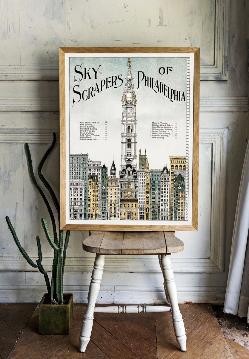 Sky-scrapers Philadelphia, aesthetic printing. Original. room preview