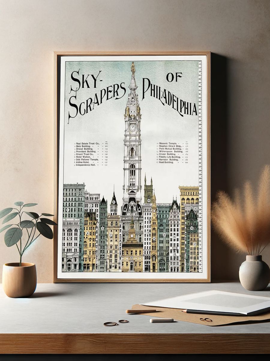 Sky-scrapers Philadelphia, aesthetic printing. Original. — room view 2