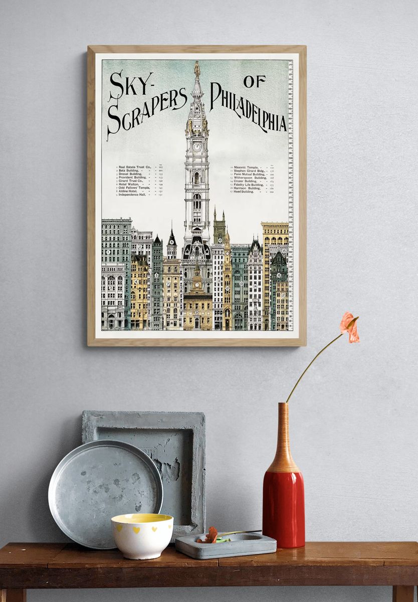 Sky-scrapers Philadelphia, aesthetic printing. Original. — room view 3