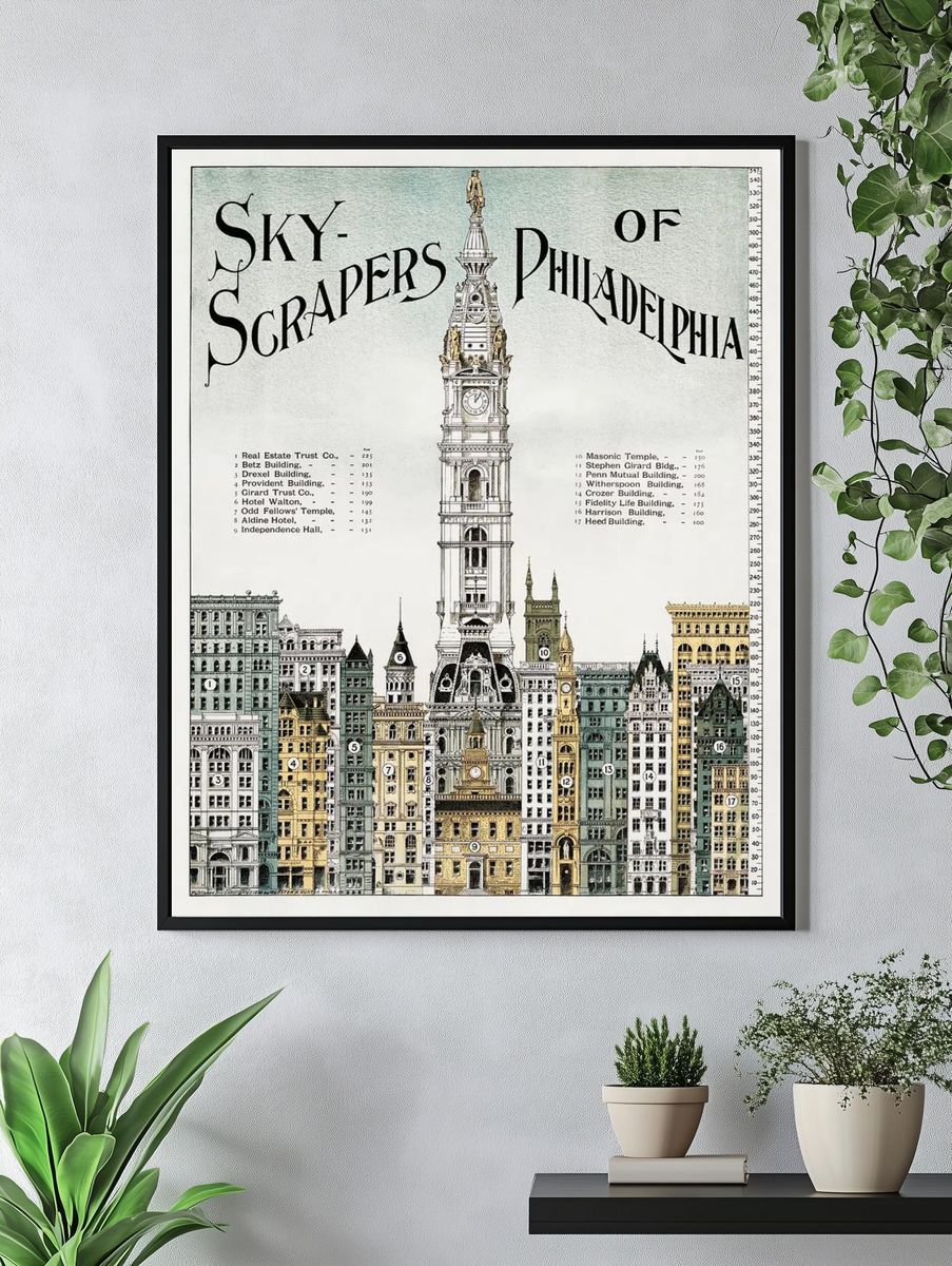 Sky-scrapers Philadelphia, aesthetic printing. Original. — room view 4