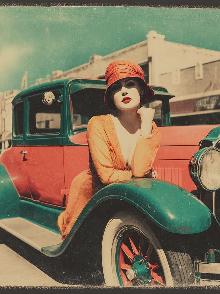 Vintage Flapper Car Poster. poster — vintage art