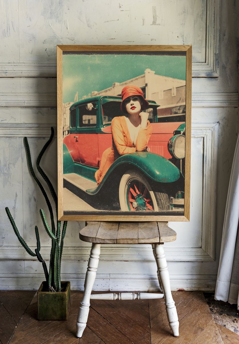 Vintage Flapper Car Poster. room preview
