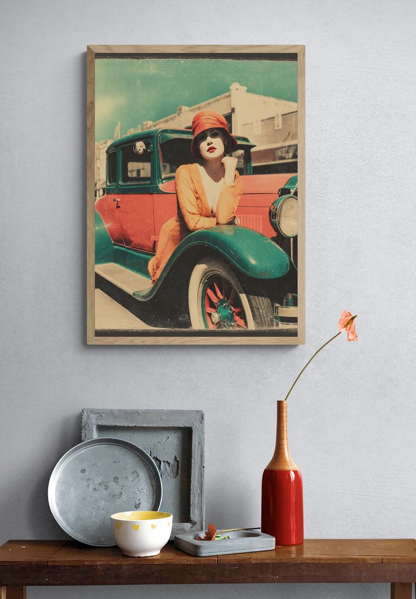 Vintage Flapper Car Poster. — room view 3