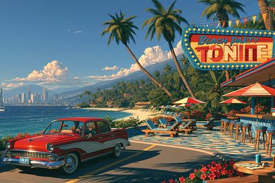 Beach Party Tonight Retro Print.