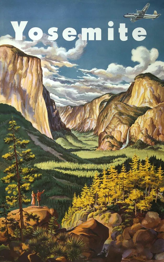 Yosemite. United Air Lines (1945). poster — vintage art