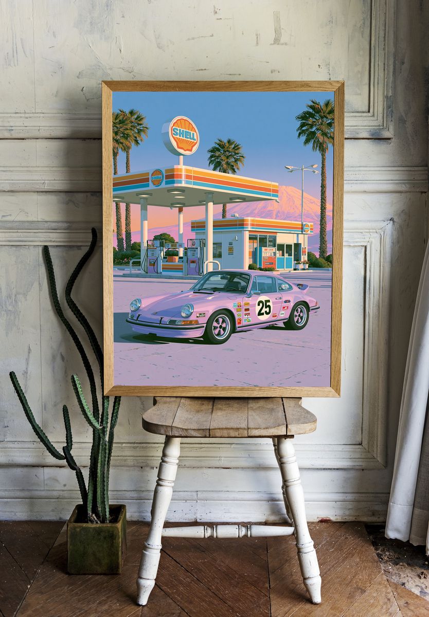 Retro Shell Gas Station Print. — room view 1