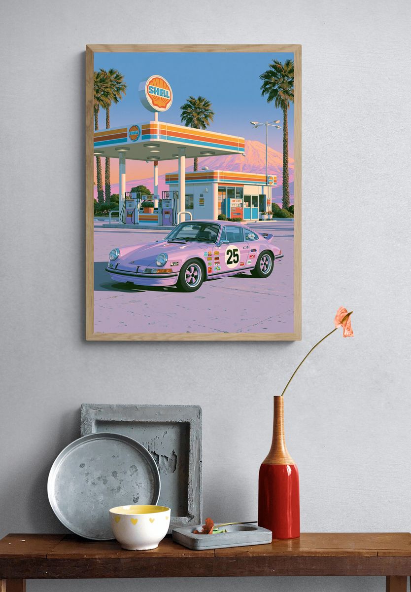 Retro Shell Gas Station Print. — room view 3