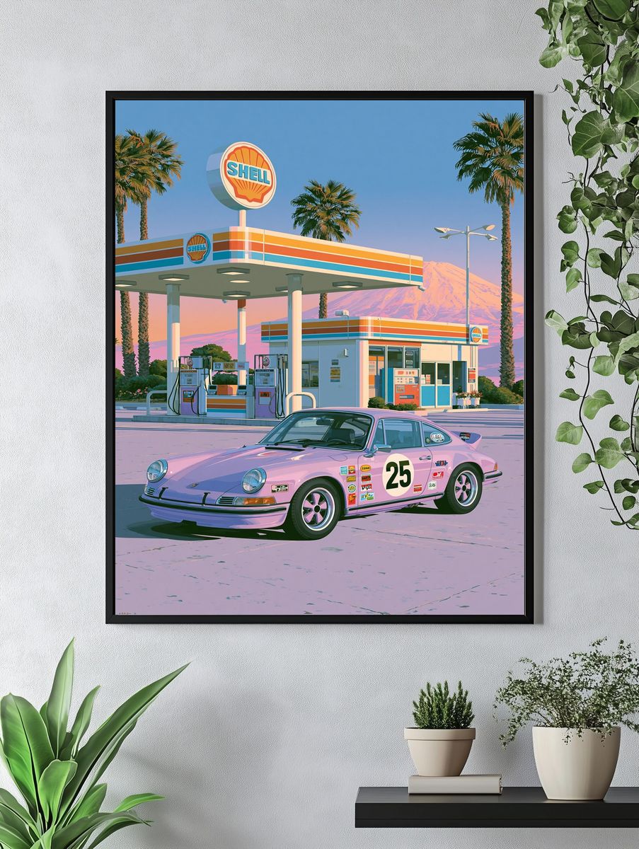 Retro Shell Gas Station Print. — room view 4