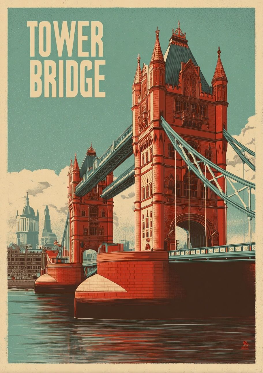 Tower Bridge Vintage Travel Poster. poster — vintage art