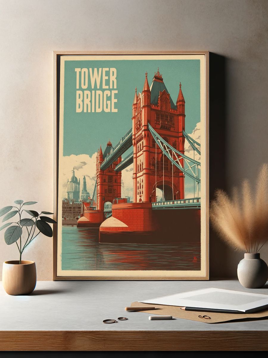 Tower Bridge Vintage Travel Poster. — room view 2