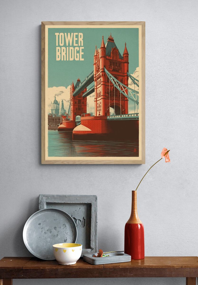 Tower Bridge Vintage Travel Poster. — room view 3
