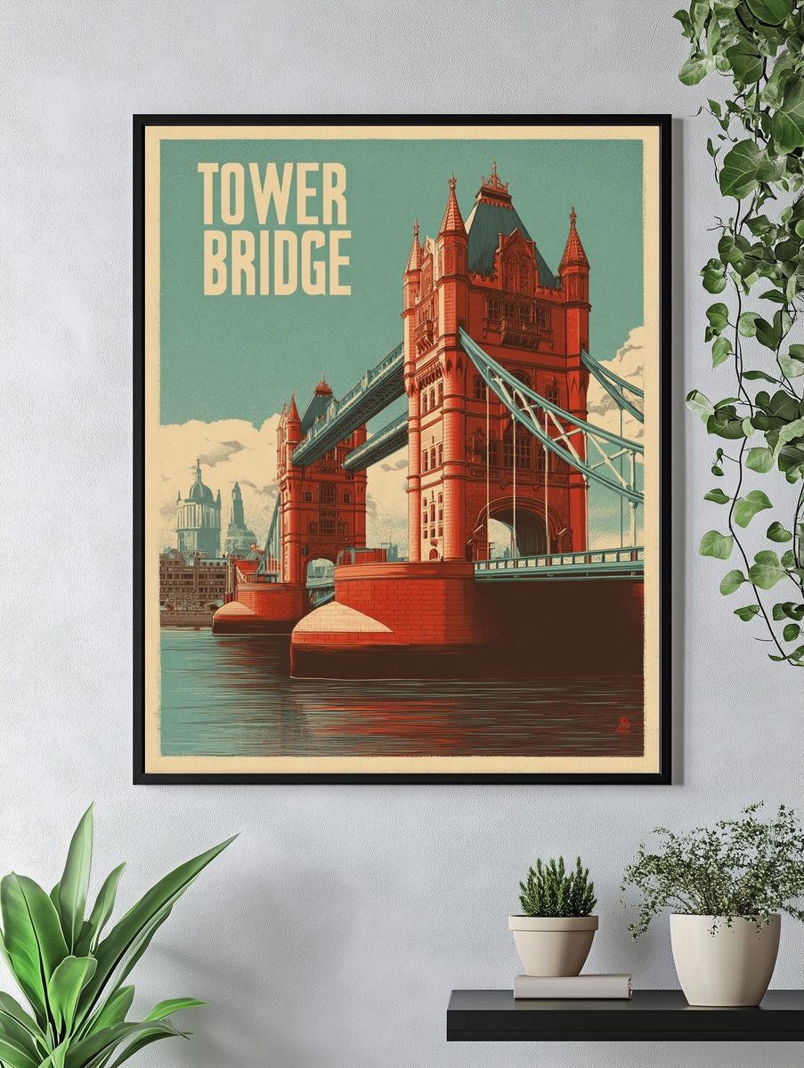 Tower Bridge Vintage Travel Poster. — room view 4