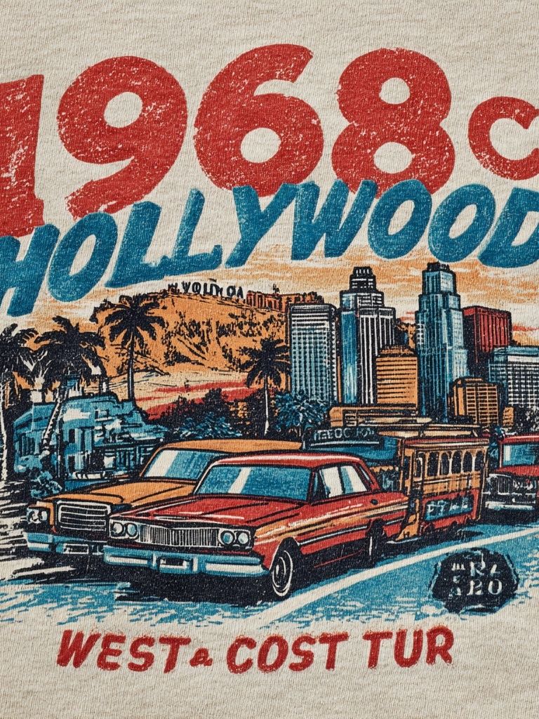 1968 Hollywood West Coast Retro Print. poster — vintage art