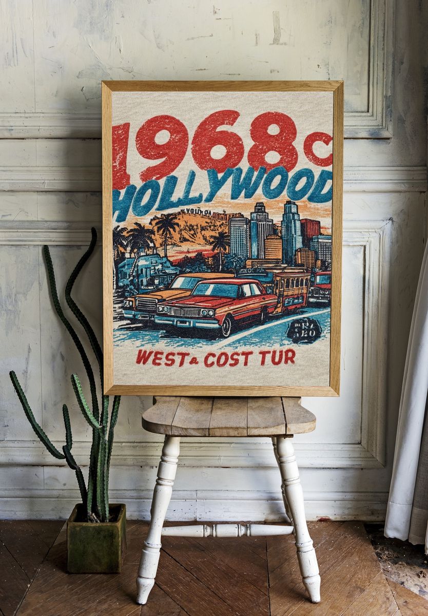 1968 Hollywood West Coast Retro Print. — room view 1