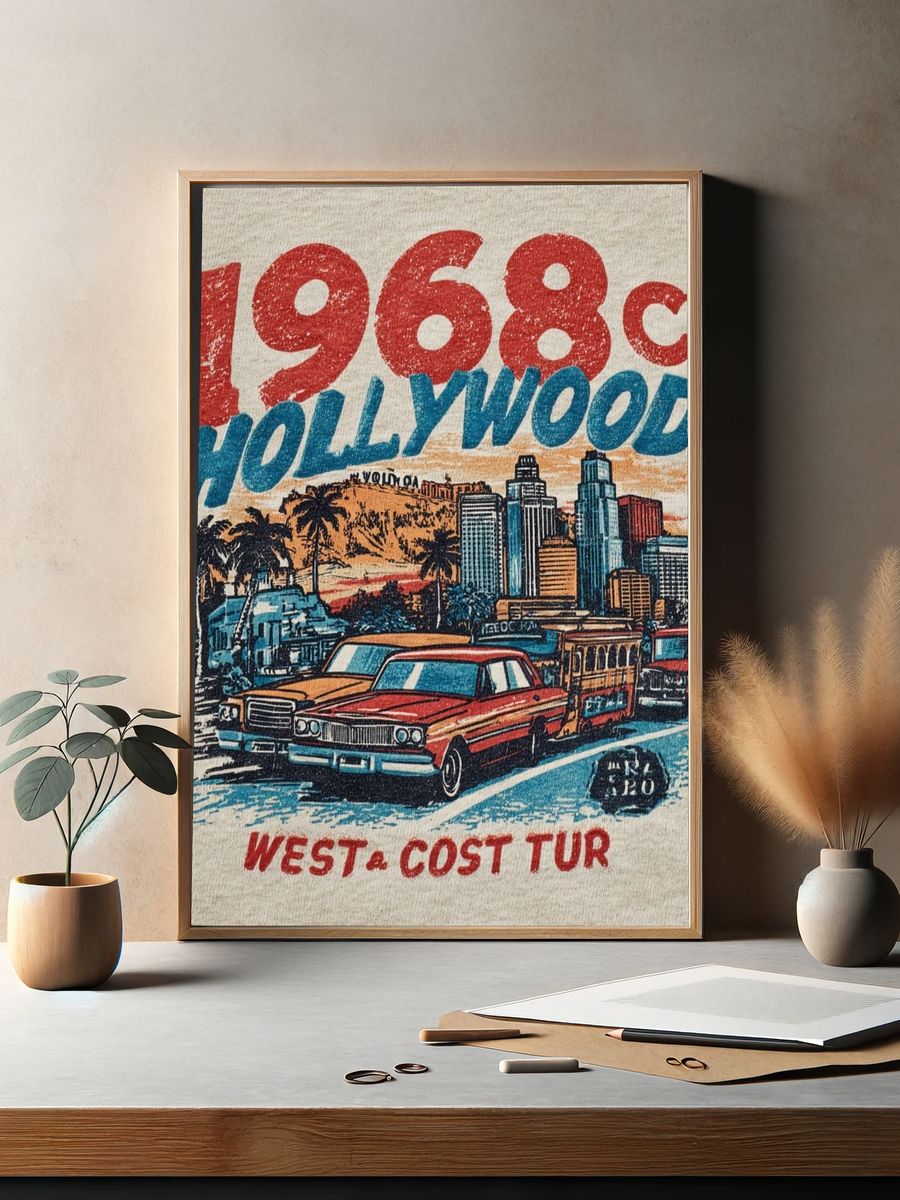 1968 Hollywood West Coast Retro Print. — room view 2