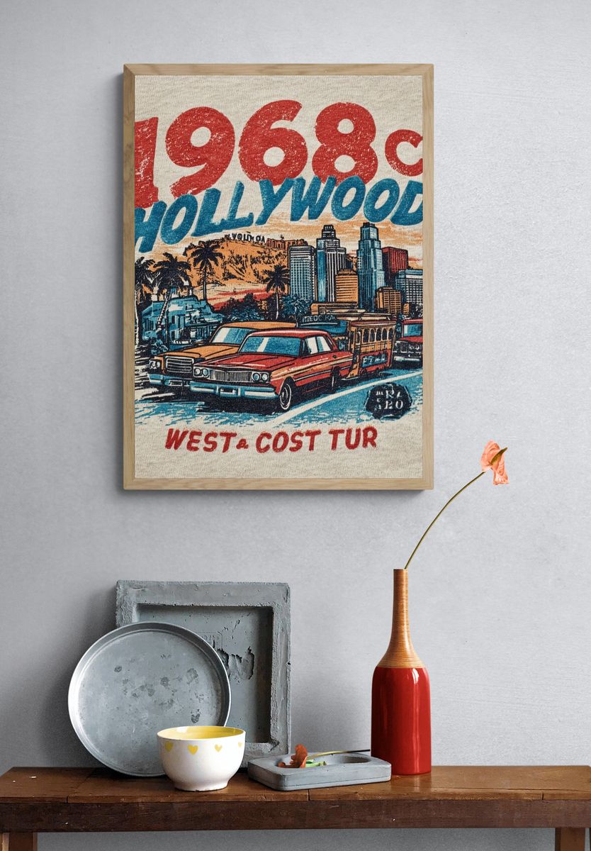 1968 Hollywood West Coast Retro Print. — room view 3