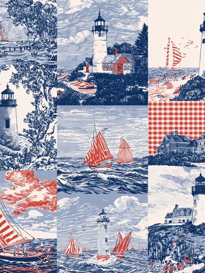 Nautical Lighthouse Toile Print.