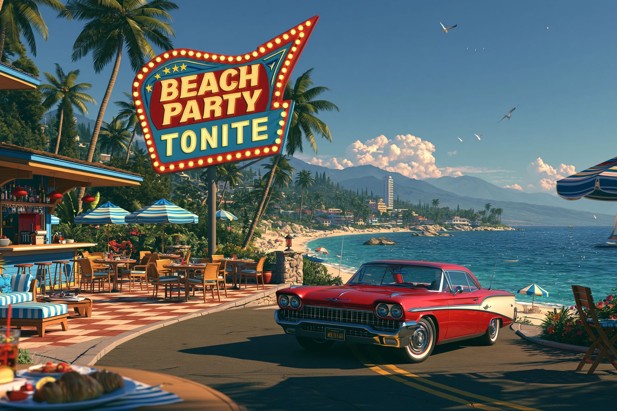 Beach Party Tonight Retro Poster. poster — vintage art