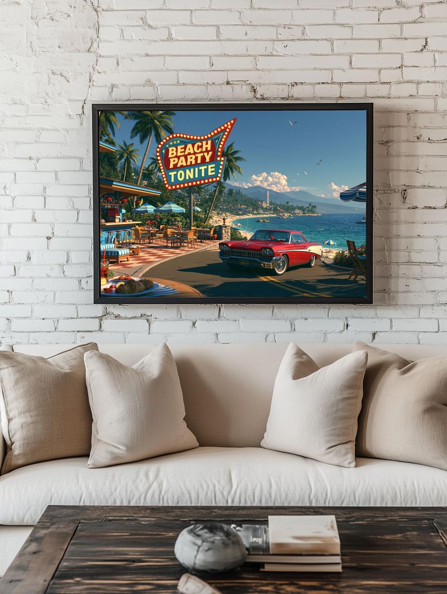 Beach Party Tonight Retro Poster. room preview