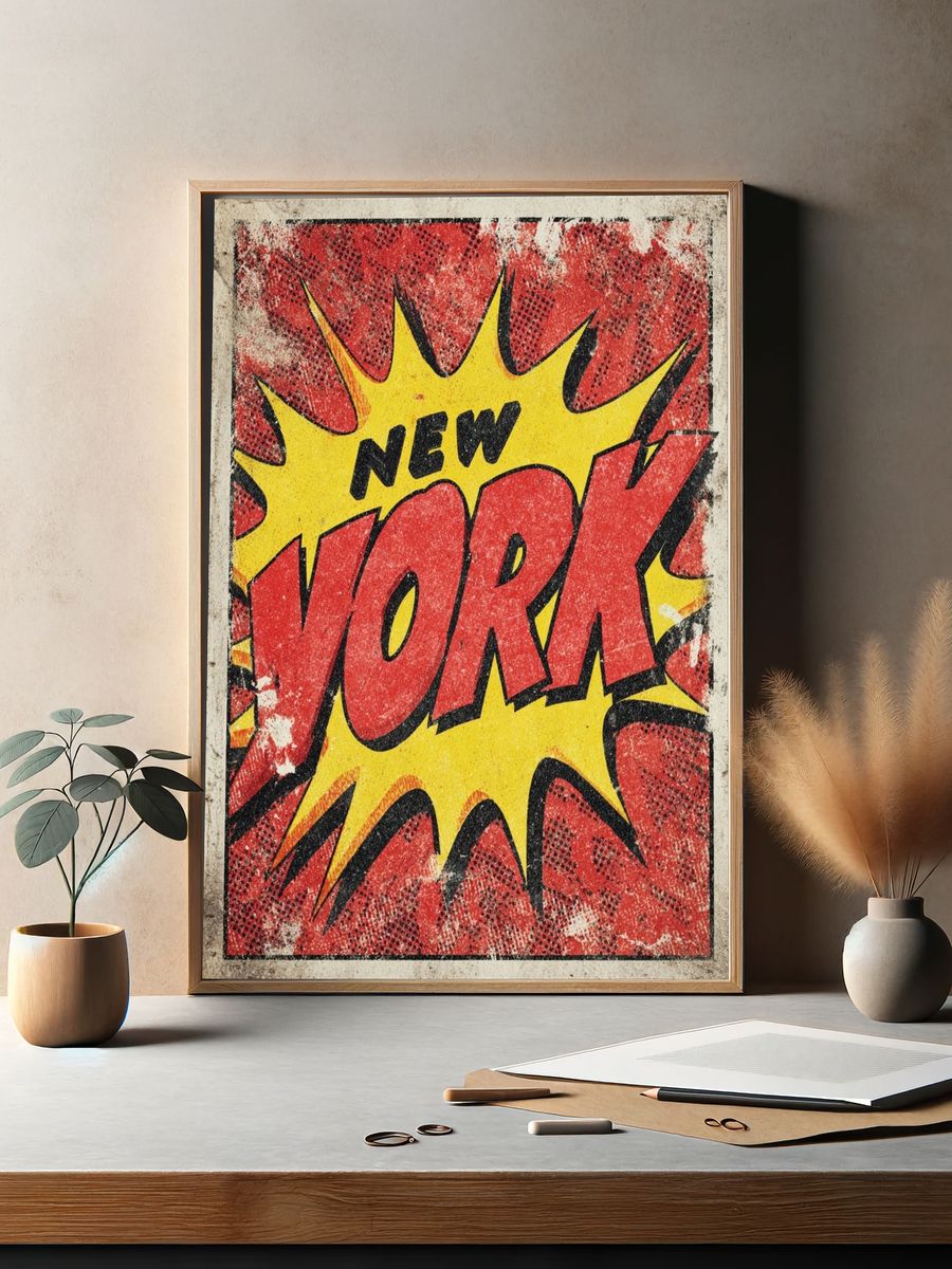 New York Comic Pop Art Poster. — room view 2
