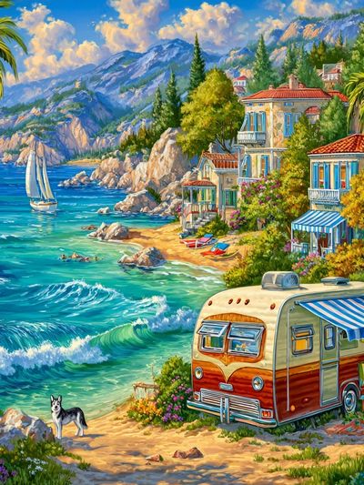 Coastal Retreat — Vintage Print. poster