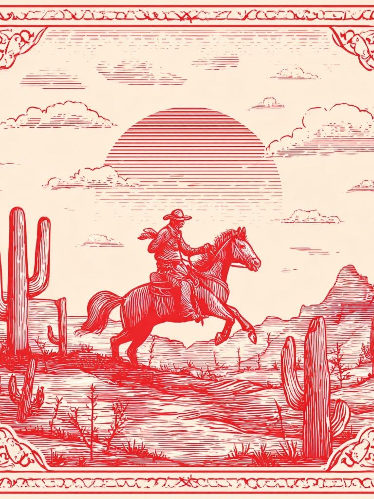 Cowboy Desert Ride Vintage Print. poster — vintage art