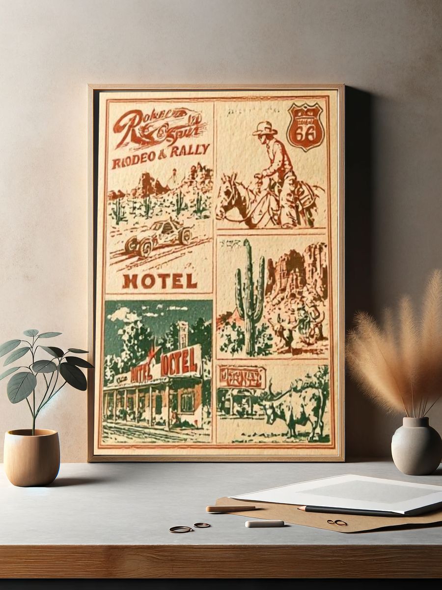 Route 66 Rodeo Rally Vintage Poster. — room view 2