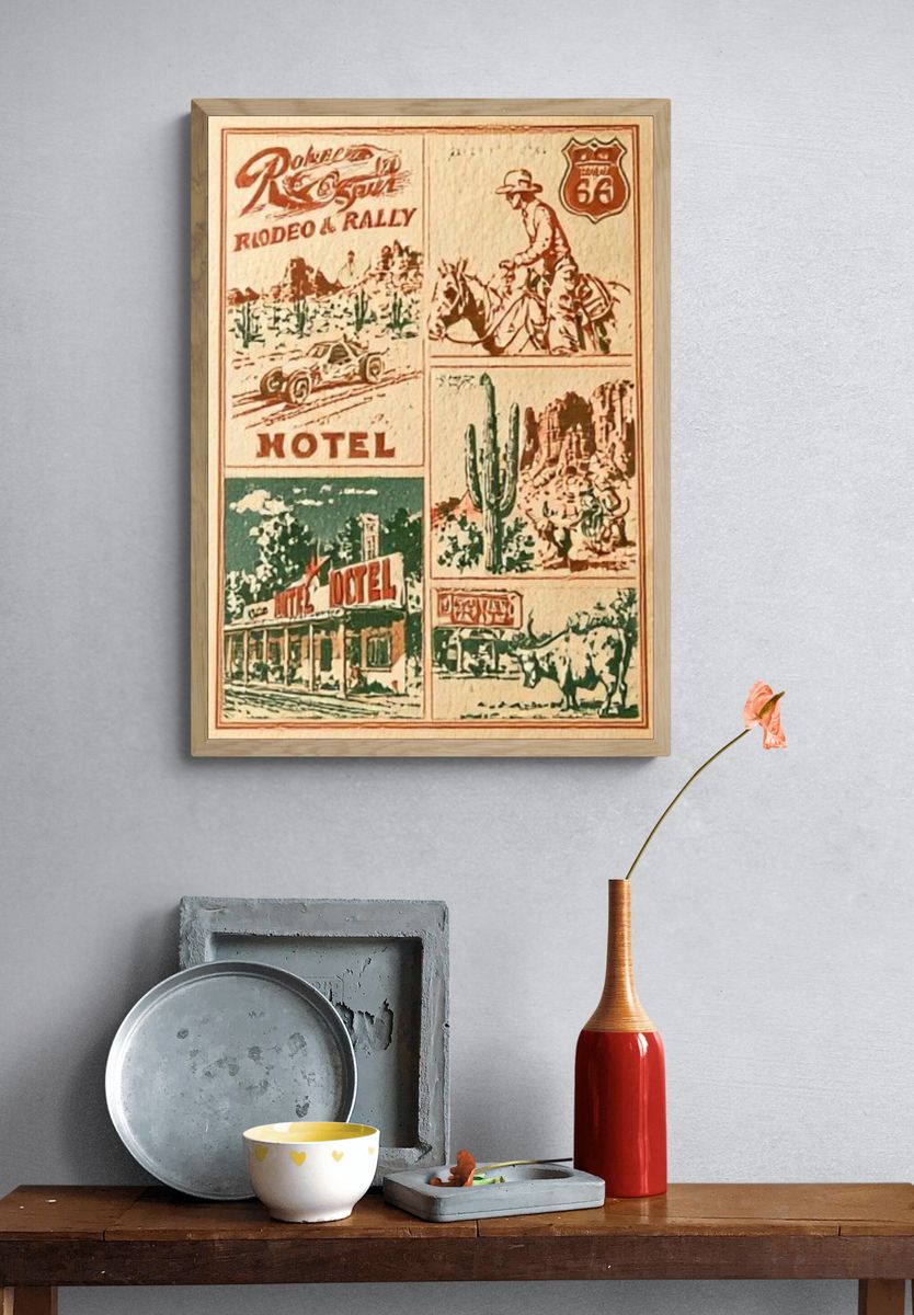 Route 66 Rodeo Rally Vintage Poster. — room view 3