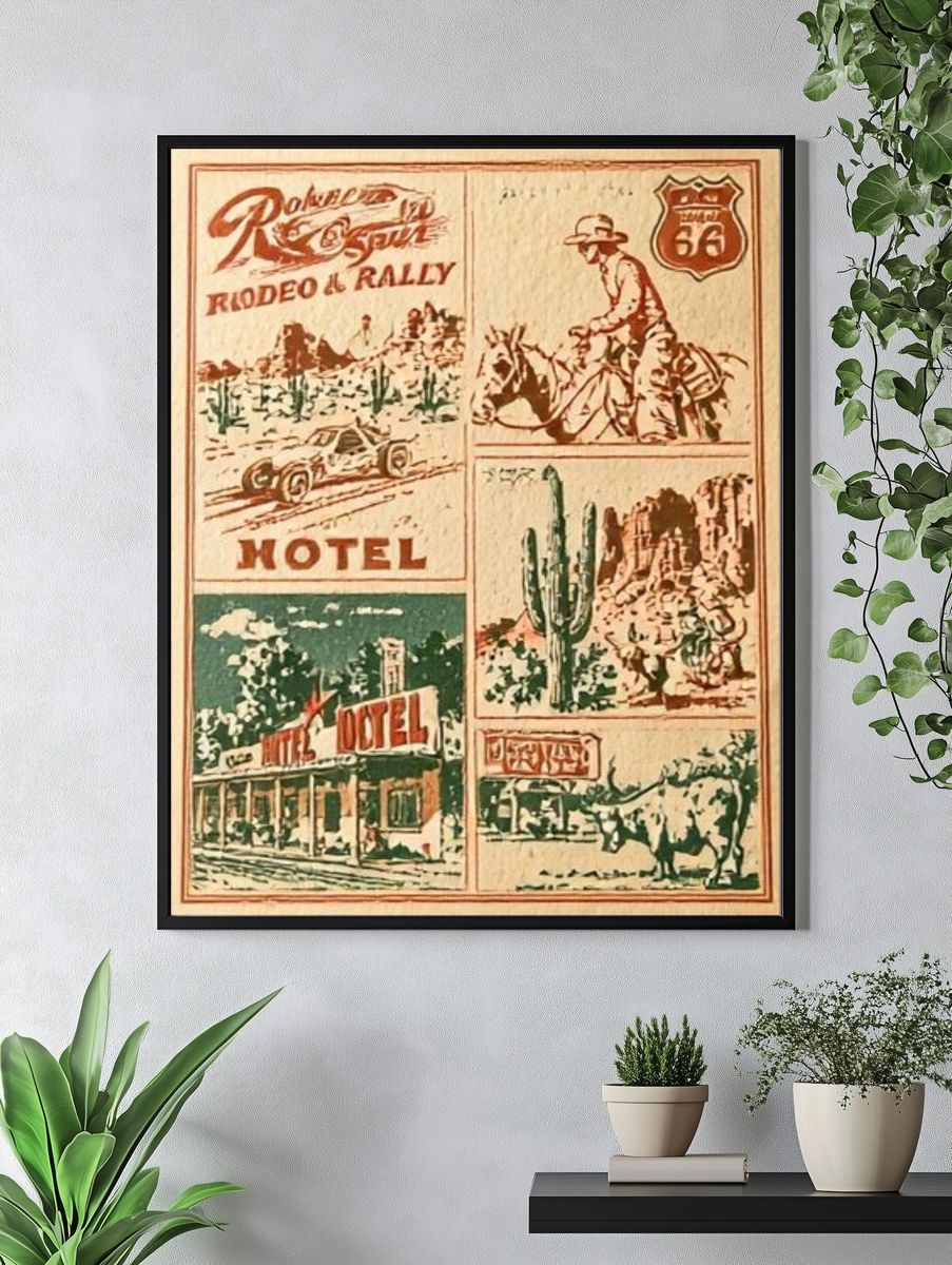 Route 66 Rodeo Rally Vintage Poster. — room view 4