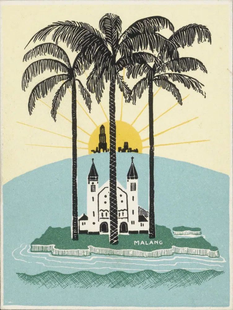 Gezicht op het eiland Malang. poster detail