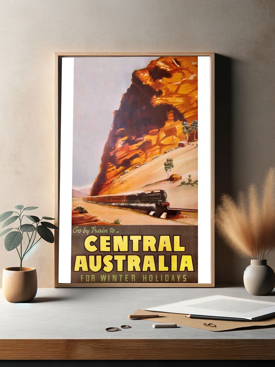 Commonwealth Railways Travel Poster (1940) — Art Print. — room view 2