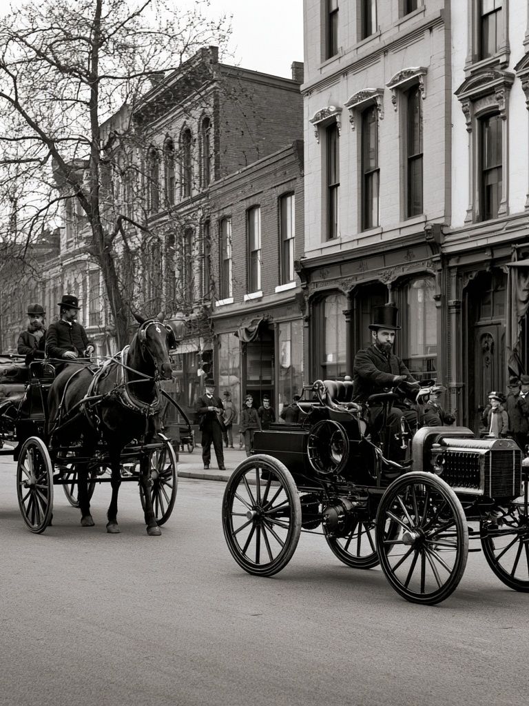 Vintage Horse Carriage Street Scene Poster. poster detail