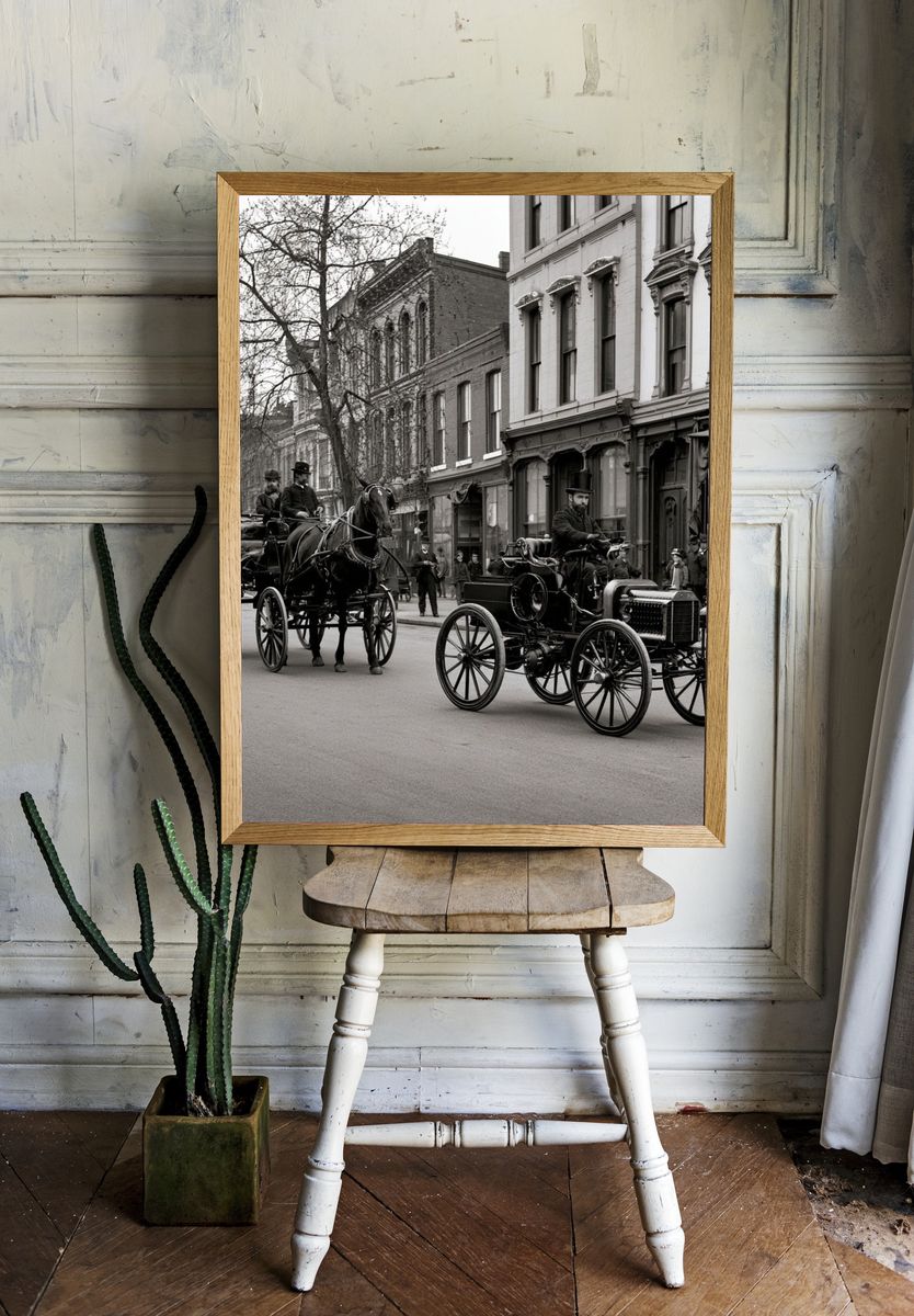 Vintage Horse Carriage Street Scene Poster. room preview