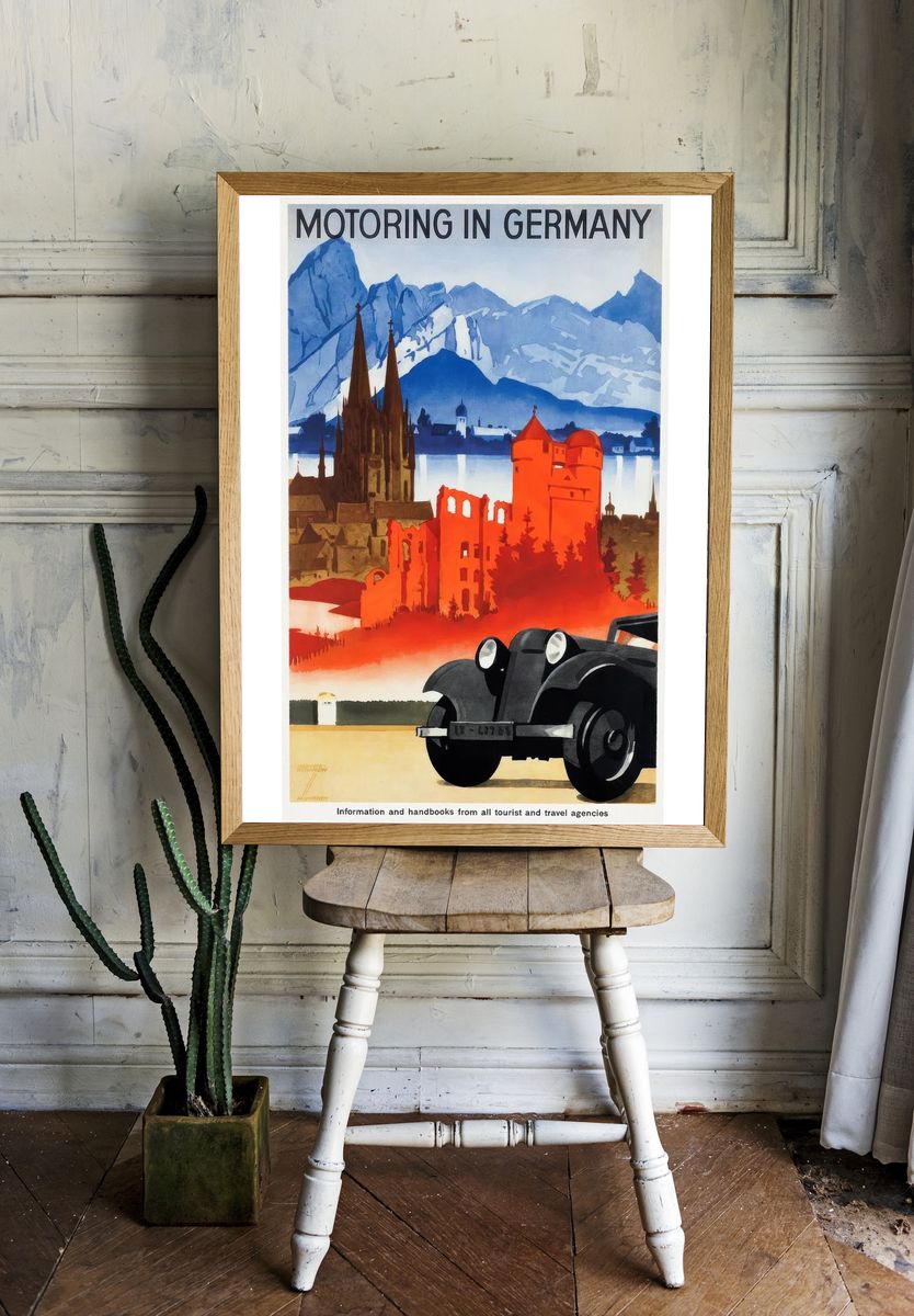 Motoring in Germany Vintage Travel Poster room preview