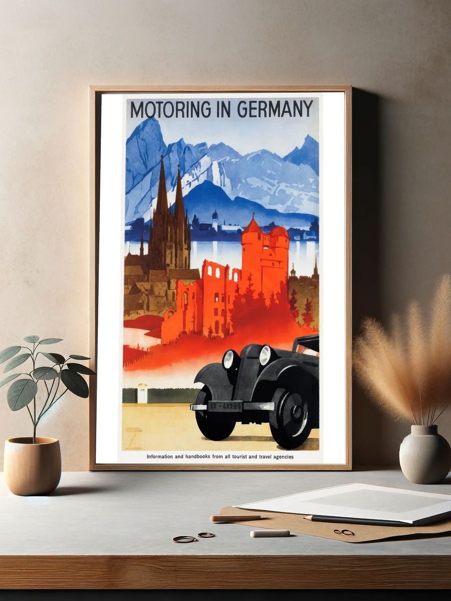 Motoring in Germany Vintage Travel Poster. — room view 2