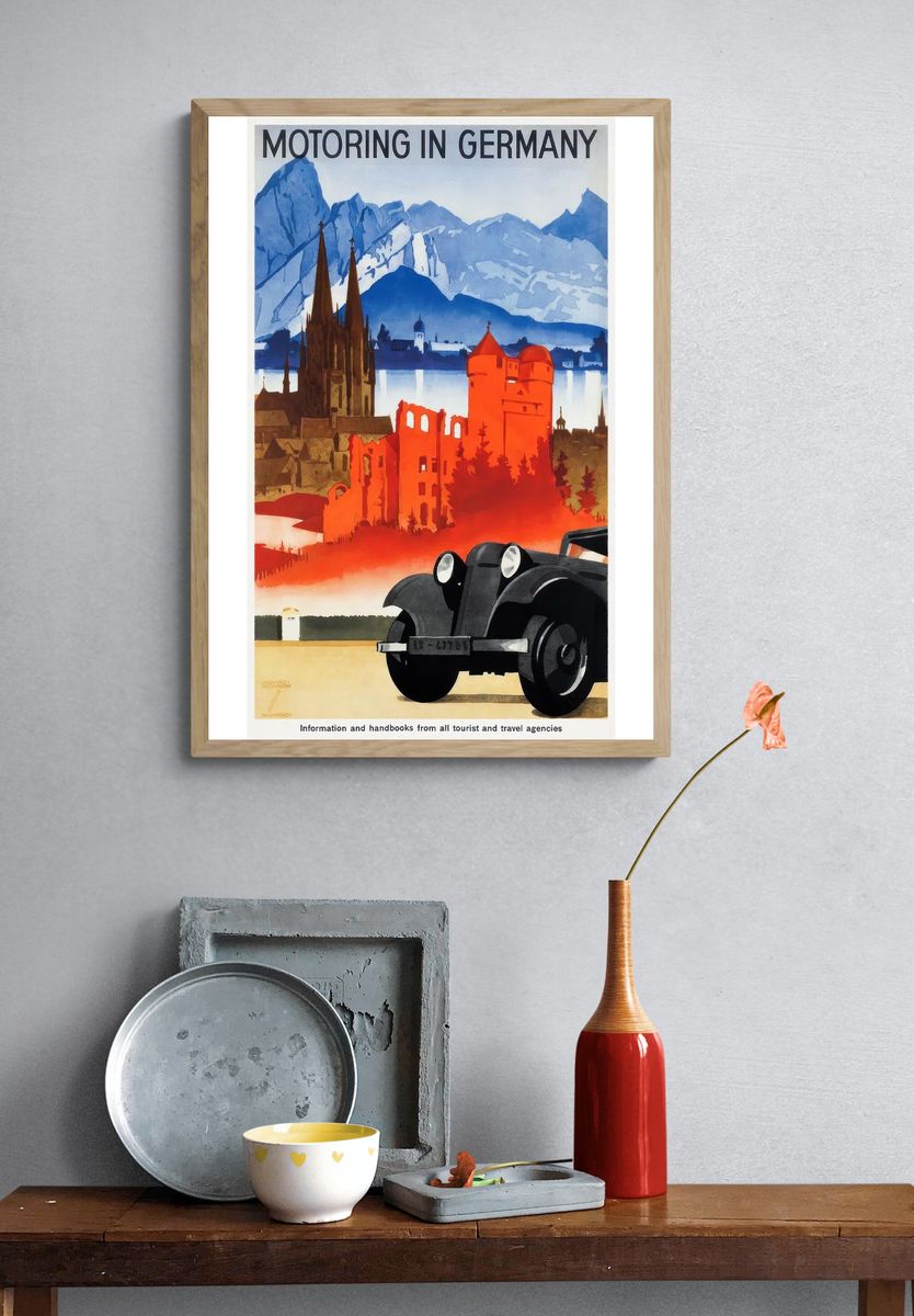 Motoring in Germany Vintage Travel Poster. — room view 3