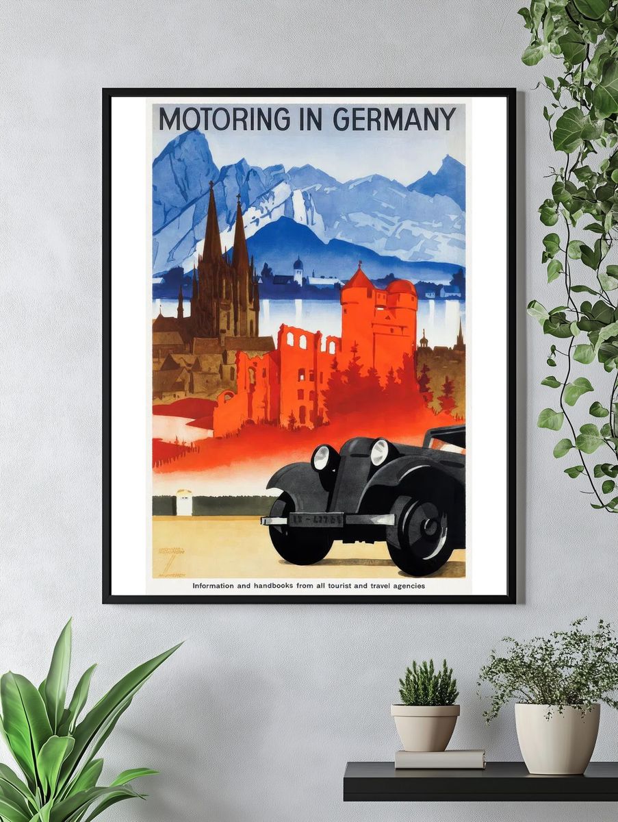 Motoring in Germany Vintage Travel Poster. — room view 4