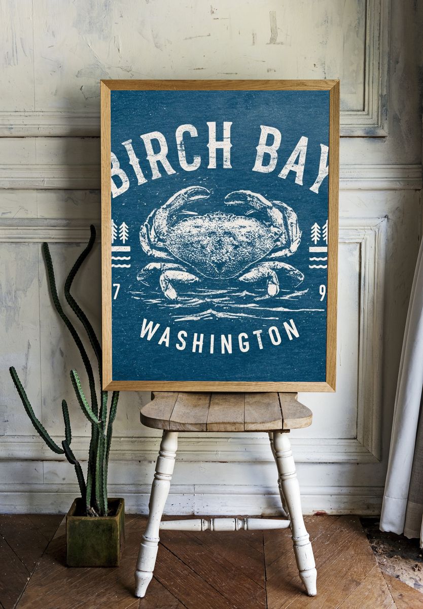 Birch Bay Crab Vintage Poster. room preview