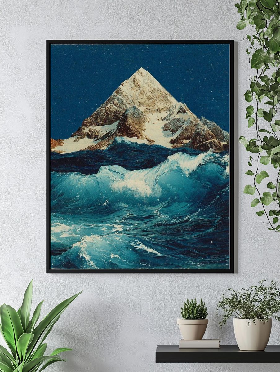Ocean Mountain Vintage Print. — room view 4