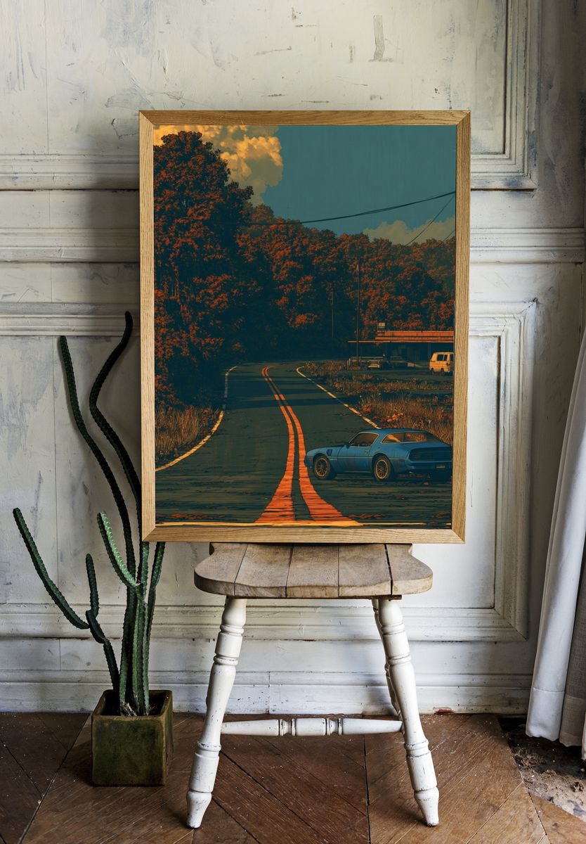 Retro Roadside Drive Poster. room preview