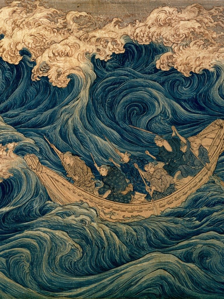 Great Wave Voyage Vintage Print. poster — vintage art