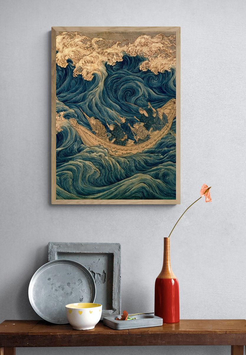 Great Wave Voyage Vintage Print. — room view 3