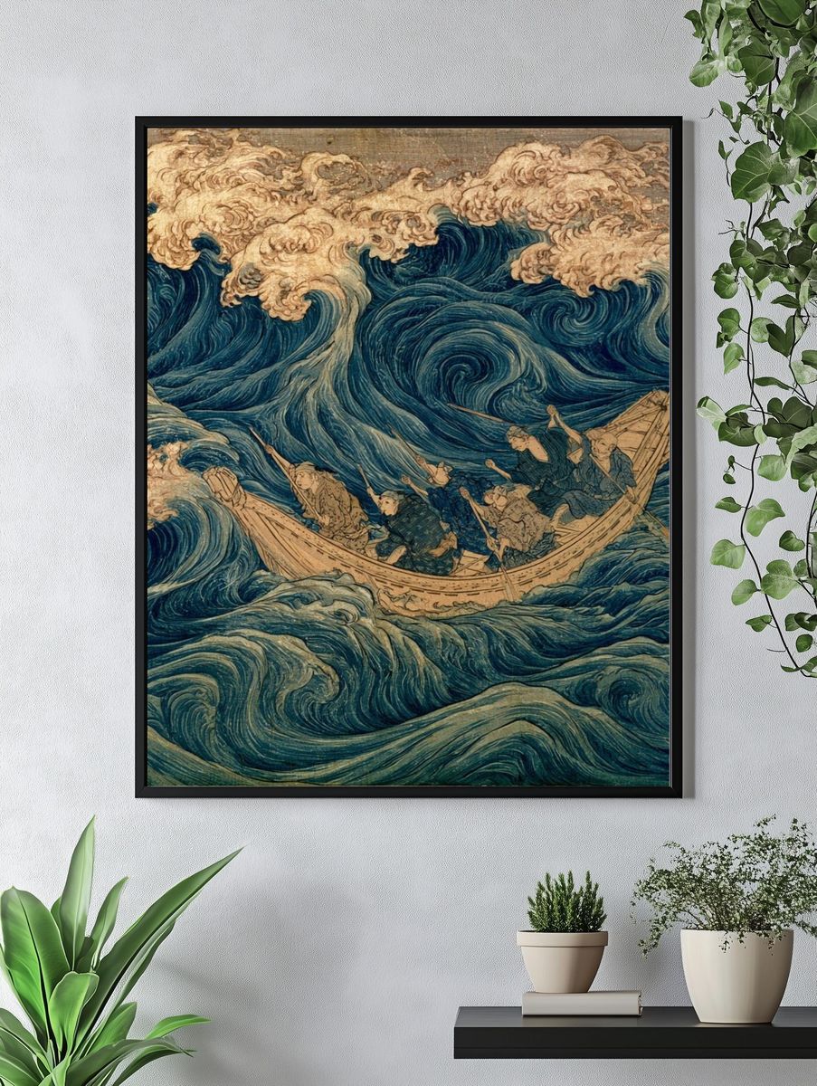 Great Wave Voyage Vintage Print. — room view 4