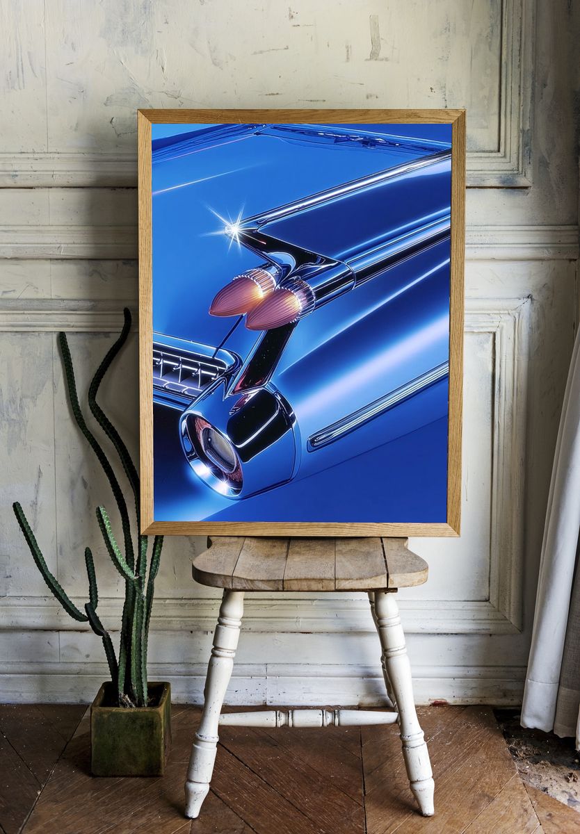 Chrome Tailfin Car Poster. — room view 1