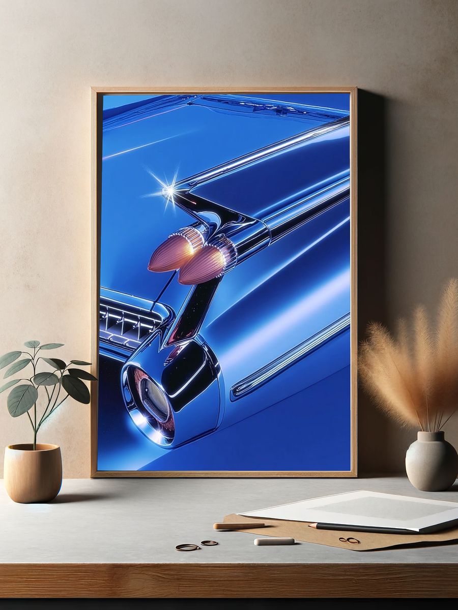 Chrome Tailfin Car Poster. — room view 2