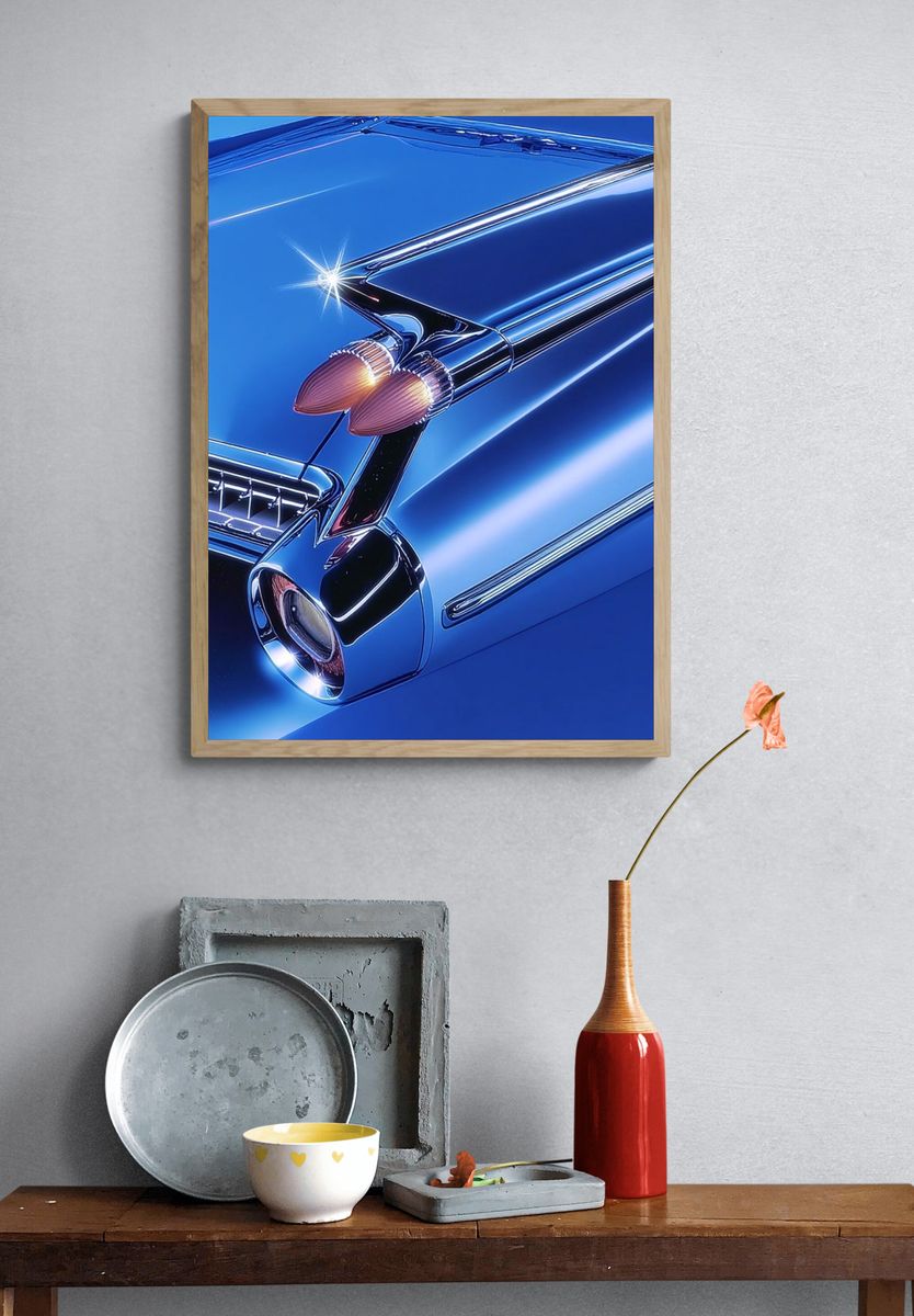 Chrome Tailfin Car Poster. — room view 3