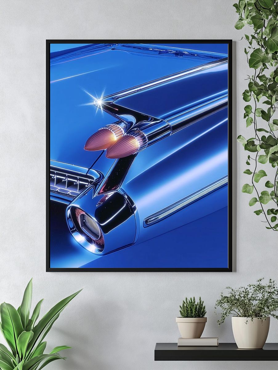 Chrome Tailfin Car Poster. — room view 4