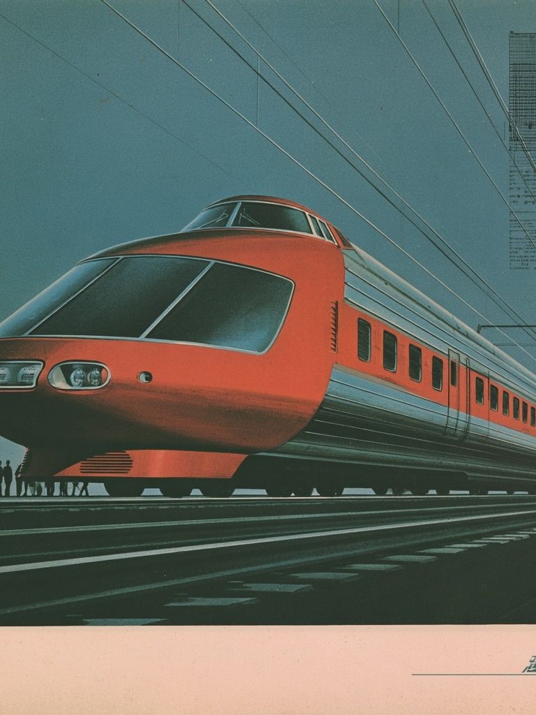 Futuristic Train Vintage Poster. poster detail